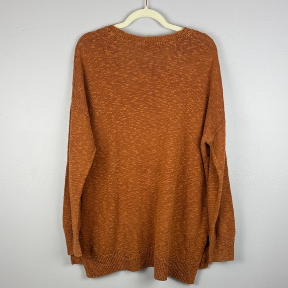 Rachel Zoe Cotton Linen Blend Burnt Orange Crewneck Long Sleeve XL Sweater - Picture 12 of 12
